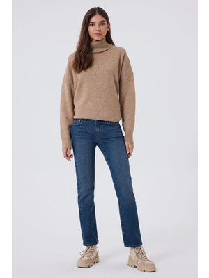 Lee Cooper Susie Yüksek Bel Normal Kesim Düz Paça Mavi Kadın Jean Pantolon