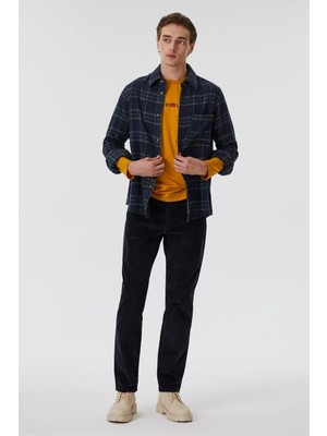 Lee Cooper Ricky Erkek Hıgh Rıse Straıght Rahat Kesim Yüksek Bel Dokuma Pantolon Düz Paça Mavi