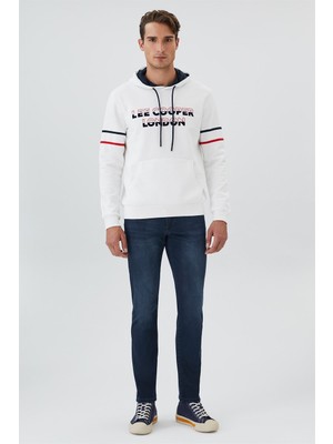 Lee Cooper Athel Erkek Kapüşonlu Sweatshırt Off Whıte