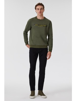 Lee Cooper Rex Erkek Bisiklet Yaka Sweatshirt Haki