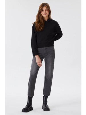 Lee Cooper Clara Yüksek Bel Normal Kesim Düz Paça Gri Kadın Jean Pantolon