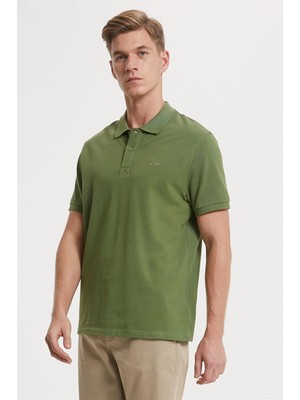 Lee Cooper Twins Erkek %100 Pamuk Polo Yaka T-Shirt Yeşil