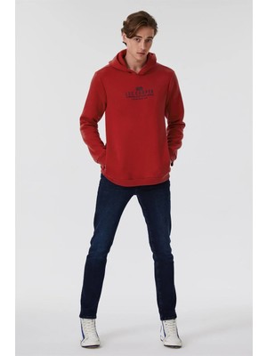 Lee Cooper Faust Erkek Kapüşonlu Sweatshirt Kırmızı