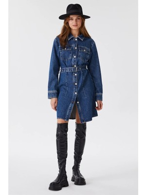Lee Cooper Julia Kadın %100 Pamuk Jean Elbise