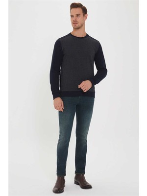 Lee Cooper Newdiagonal Erkek Bisiklet Yaka Sweatshirt Lacivert