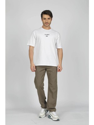 Lee Cooper Ricky Erkek Hıgh Rıse Straıght Rahat Kesim Yüksek Bel Dokuma Pantolon Düz Paça Kahverengi