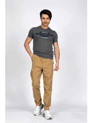 Lee Cooper Zarse Normal Bel Konik Kesim Daralan Paça %100 Pamuk Camel Erkek Pantolon
