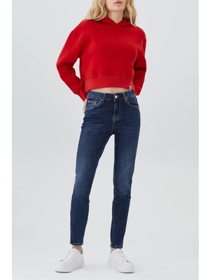 Lee Cooper Jamy Normal Bel Dar Kesim Çok Dar Paça Mavi Kadın Jean Pantolon