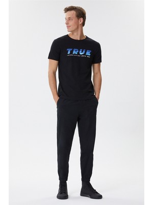 Lee Cooper Elvis Erkek %100 Pamuk Bisiklet Yaka T-Shirt Siyah