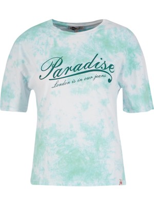 Lee Cooper Becky Kadın %100 Pamuk Bisiklet Yaka T-Shirt Mint