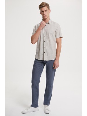 Lee Cooper Ricky Erkek Hıgh Rıse Straıght Rahat Kesim Yüksek Bel Dokuma Pantolon Düz Paça Gri