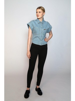 Lee Cooper Jaycee Çok Yüksek Bel Dar Kesim Çok Dar Paça Gri Kadın Jean Pantolon