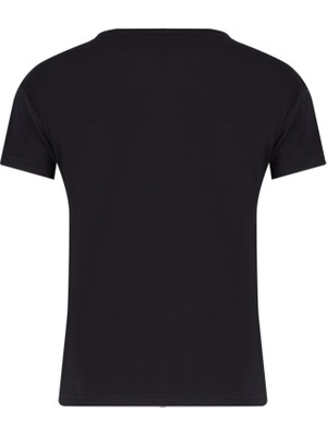 Lee Cooper Elisa Kadın %100 Pamuk Bisiklet Yaka T-Shirt Siyah