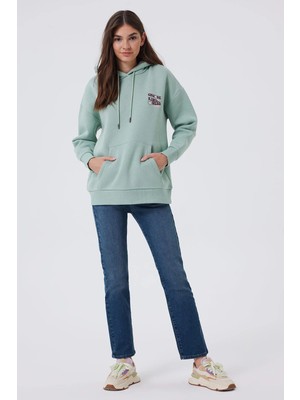 Lee Cooper Kindy Kadın %100 Pamuk Kapüşonlu Sweatshirt Mint