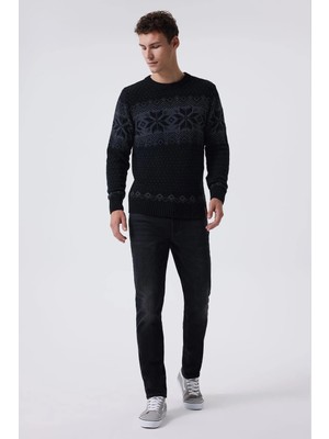 Lee Cooper K24 241036 8101 Siyah Snowy Erkek Kazak