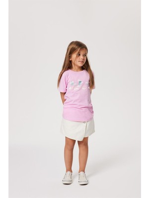 Lee Cooper Baskılı Pembe Kız Çocuk T-Shirt 232 Lcg 242005 Cloudy Pembe