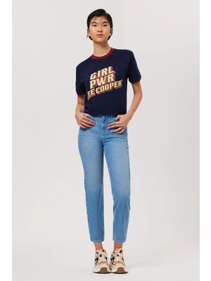 Lee Cooper Clara Yüksek Bel Normal Kesim Düz Paça Mavi Kadın Jean Pantolon