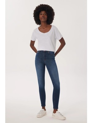 Lee Cooper Jamy Normal Bel Dar Kesim Çok Dar Paça Mavi Kadın Jean Pantolon