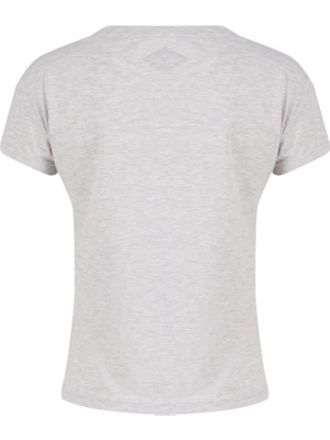 Lee Cooper Elisa Kadın %100 Pamuk Bisiklet Yaka T-Shirt Gri Melanj