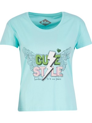 Lee Cooper Elisa Kadın %100 Pamuk Bisiklet Yaka T-Shirt Mint