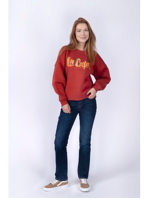 Lee Cooper Tila Kadın %100 Pamuk O Yaka Sweatshirt Tarçin