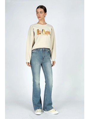 Lee Cooper Luna Yüksek Bel İspanyol Paça Kesim Geniş Paça Spencer Light Dirty Kadın Jean Pantolon