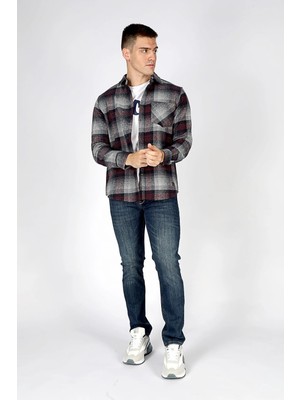 Lee Cooper Lupines Erkek Dokuma Uzun Kol Gömlek Lacivert-Gri