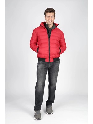 Lee Cooper Juno Erkek Dik Yaka Şişme Mont Kırmızı