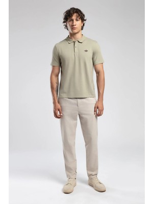 Lee Cooper Zarse Normal Bel Konik Kesim Daralan Paça %100 Pamuk Bej Erkek Pantolon