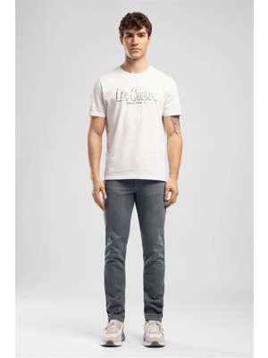 Lee Cooper Marco Normal Bel Dar Kesim Düz Paça Gri Erkek Jean Pantolon