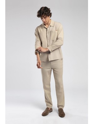Lee Cooper Zarse Normal Bel Konik Kesim Daralan Paça Bej Erkek Pantolon