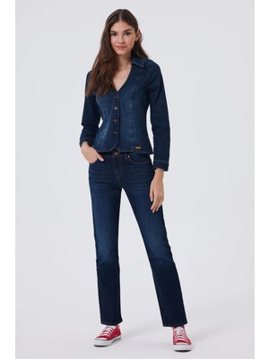 Lee Cooper Lee Cooper Standart Klasik Yaka Mavi Kadın Gömlek 241 Lcf 141002 Mısty 1 Denım