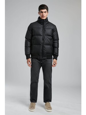 Lee Cooper Lonnie Erkek Suni Deri Şişme Mont Siyah