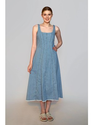 Lee Cooper Brian Kadın %100 Pamuk Jean Elbise Cordelia Light
