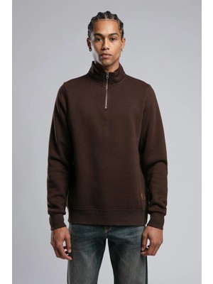 Lee Cooper Ceaser Erkek Dik Yaka Sweatshirt Kahverengi