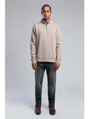 Lee Cooper Ceaser Erkek Dik Yaka Sweatshirt Bej