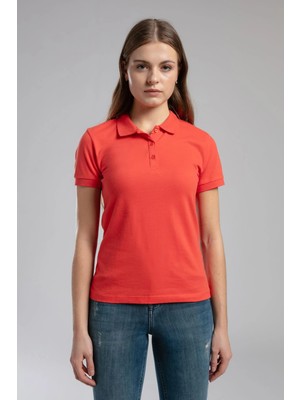 Lee Cooper Twıko Kadın Pike Polo Yaka T-Shırt Mercan