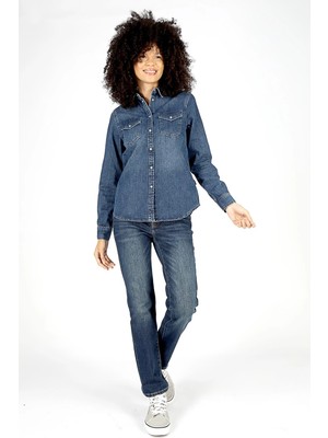 Lee Cooper Susie Yüksek Bel Normal Kesim Düz Paça Kai Mid Kadın Jean Pantolon