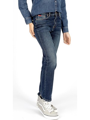 Lee Cooper Susie Yüksek Bel Normal Kesim Düz Paça Kai Mid Kadın Jean Pantolon