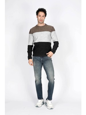 Lee Cooper Erkek Sage O Yaka Triko Kazak 241056 Vizon-Gri-Füme