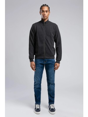 Lee Cooper Dreon Erkek Dik Yaka Fermuarlı Sweatshirt Antrasit