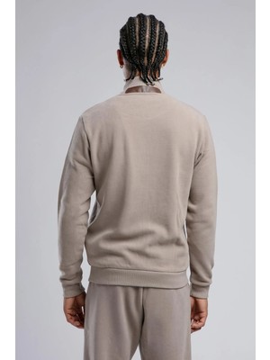 Lee Cooper Dreon Erkek Dik Yaka Fermuarlı Sweatshirt Vizon