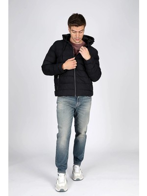 Lee Cooper Glory Erkek Kapüşonlu Şişme Mont Lacivert