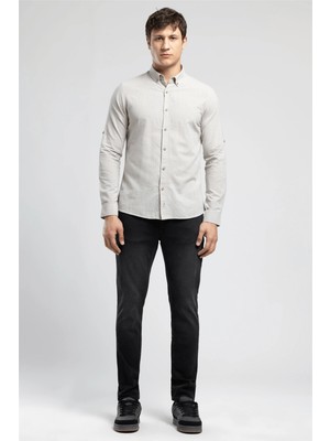 Lee Cooper Darell Erkek Slim %100 Pamuk Klasik Yaka Gömlek Gri