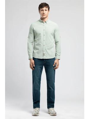 Lee Cooper Darell Erkek Slim %100 Pamuk Klasik Yaka Gömlek Çağla Yeşili