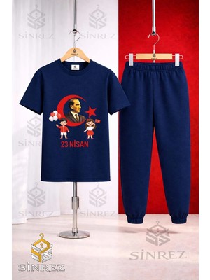Çocuk Ata Hılal 2lı Cocuk 23 Nısan Baskılı Tişort Eşofman Takımı
