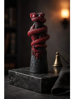 Yılan Sarılı Başsız Nü Kadın Vücudu Heykel Mum Dekoratif Doğal Soya Mum 15 cm