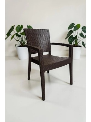 Nar Sokağı Karizma Rattan Kollu Sandalye Koltuk Kahve