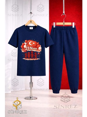 Çocuk Cocuklar Golge El Ele 23 Nısan Baskılı Tişort Eşofman Takımı