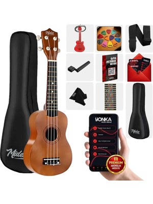 Midex UKX-233M Kahverengi Concert Ukulele (Askı Çanta Metod Pena)